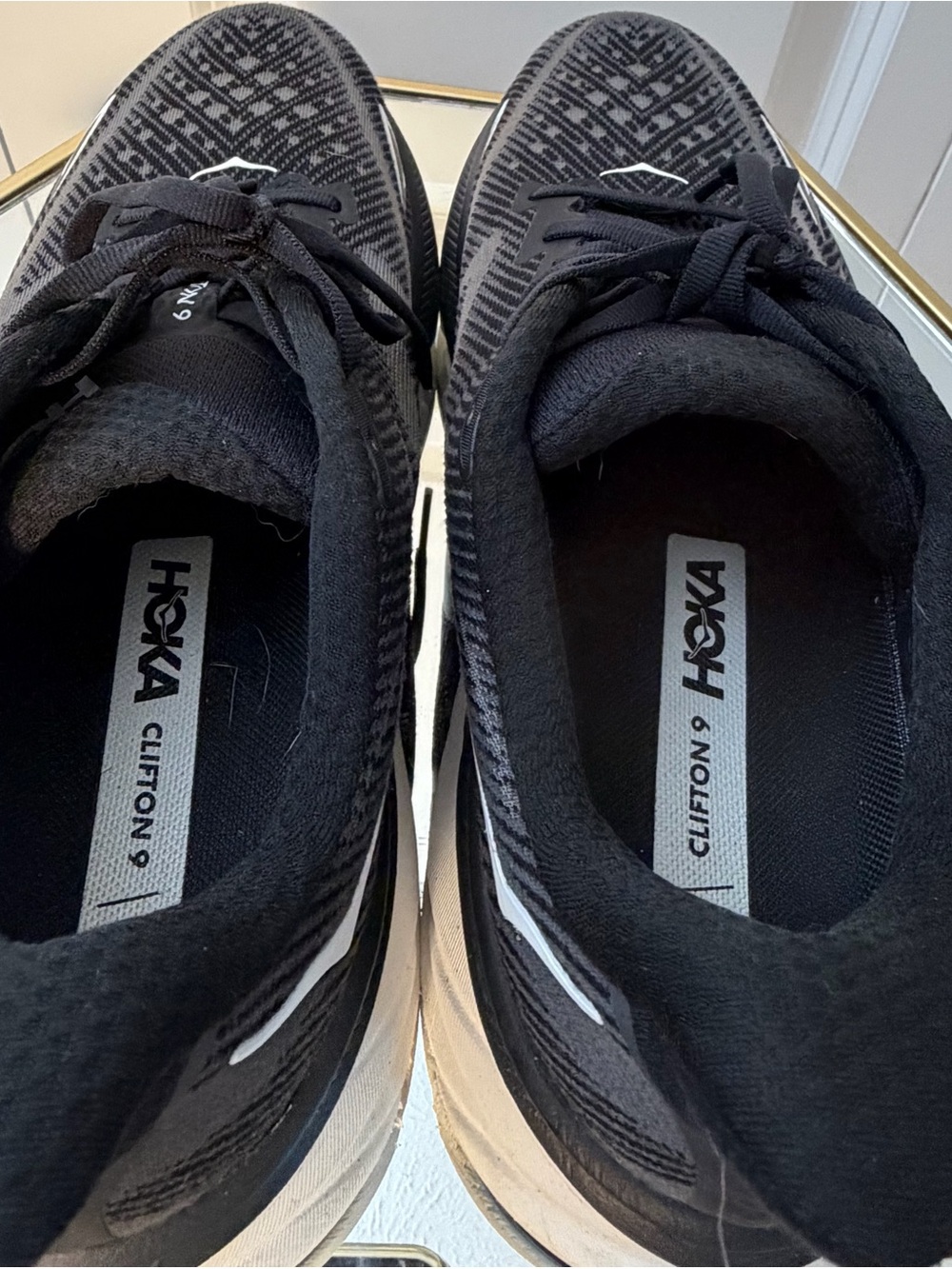 Hoka Men's Black and White Cushioning Running Shoes - Picture 9 of 10